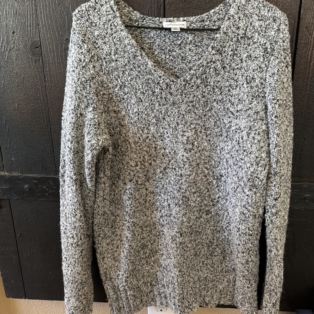 Croft & Barrow Size Petite Small Sweater Long Career Casual Grey Black O